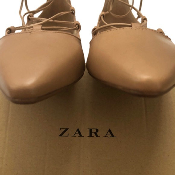 ZARA Lace Up Ballerina Flats - Picture 4 of 7